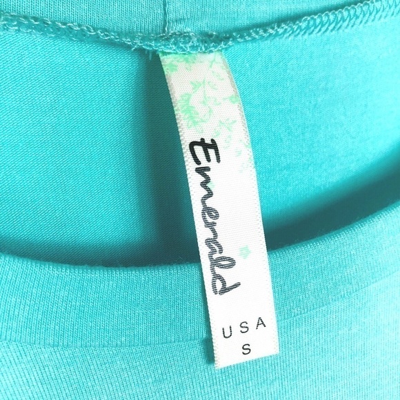 Emerald l TURQUOISE JERSEY Long TUNIC l  Blue Top 0817 - Picture 2 of 4